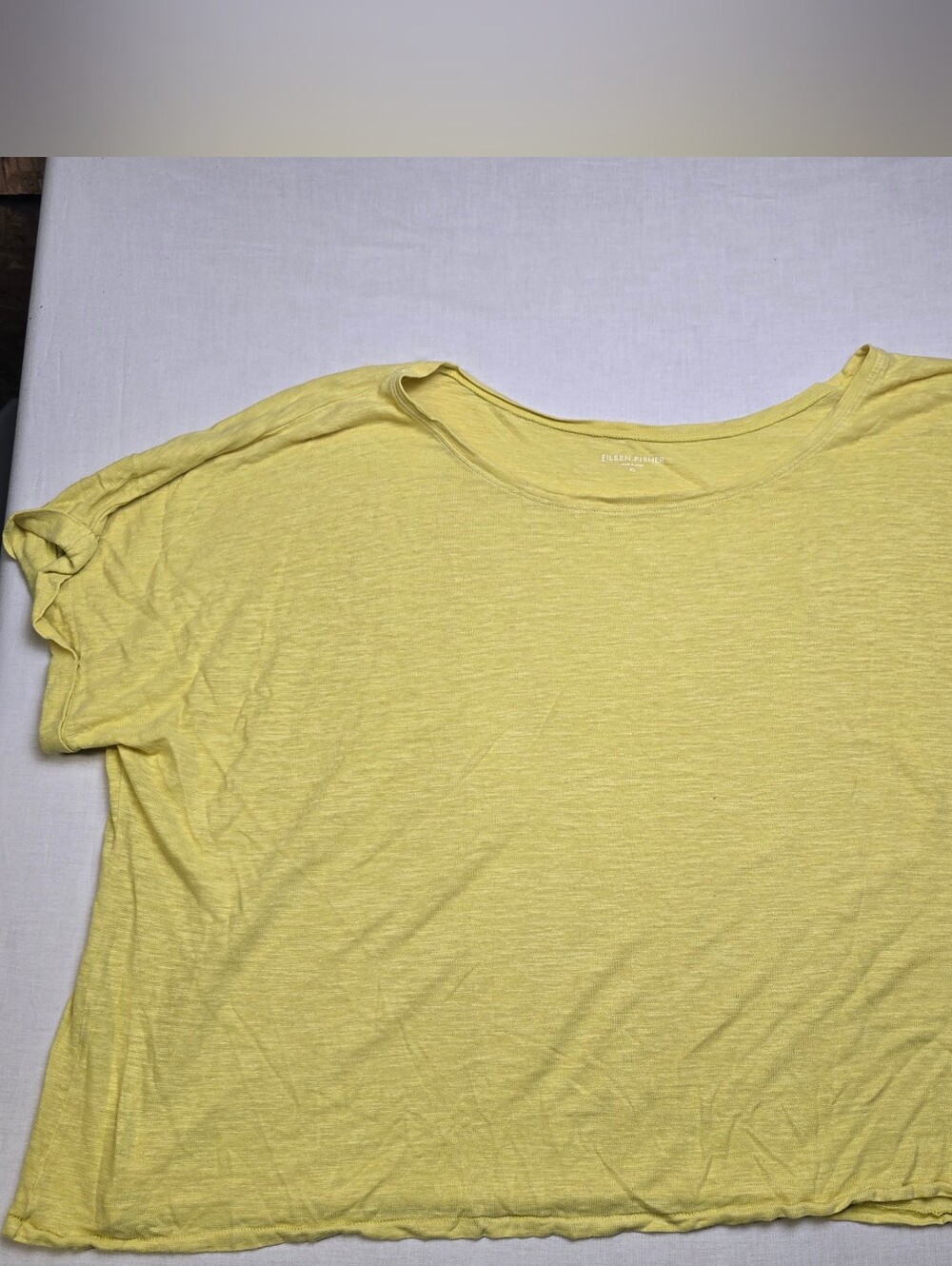 Eileen Fisher Pale Yellow Short Sleeve Scoop Neck Tee